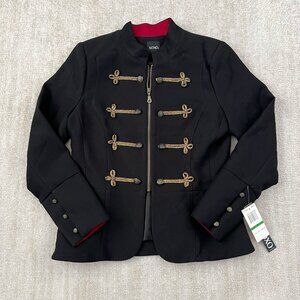 NWT Xoxo Black Gold Military Blazer Jacket L